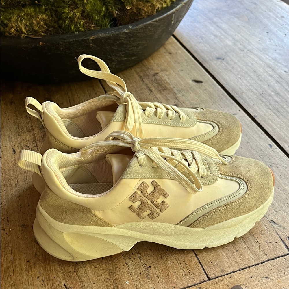 Tory Burch Cream and Tan Sneakers